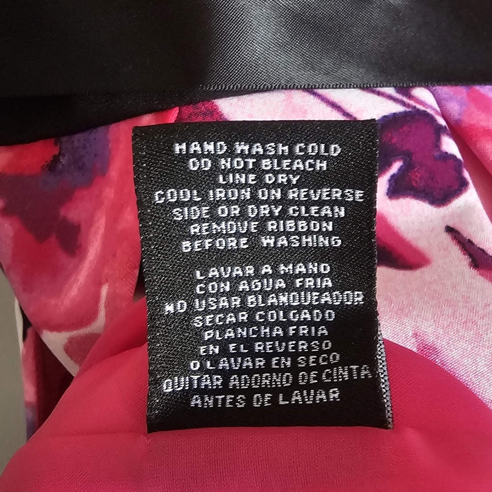 Chetta B‎ Pink Black Floral KneeLength Pleated Midi Dress Y2K Barbiecore Size 10 - Picture 3 of 13